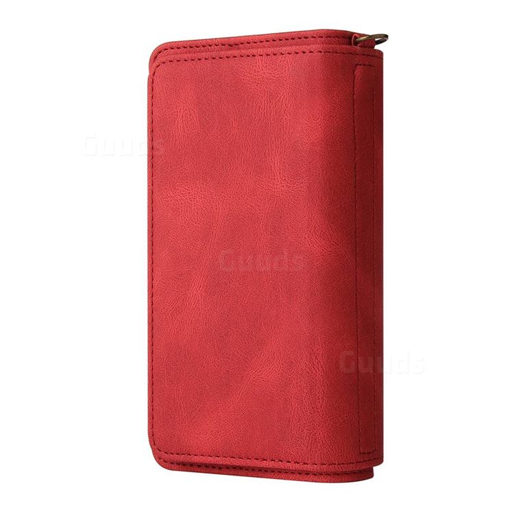 Zip Wallet Case for iPhone Xs Max - Red - Granulated Leather