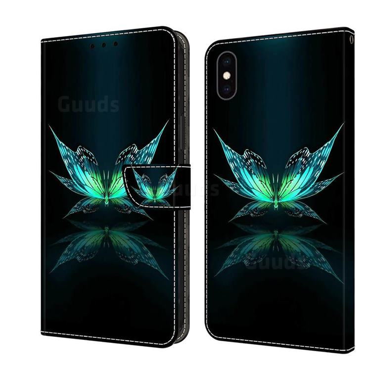 Reflection Butterfly Crystal PU Leather Protective Wallet Case Cover for iPhone XS Max (6.5 inch)
