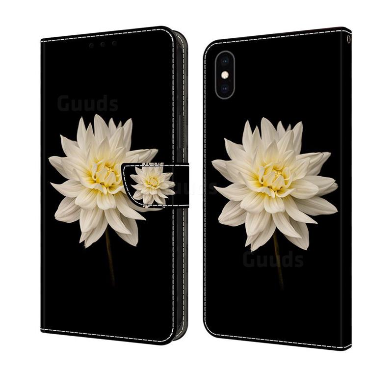 White Flower Crystal PU Leather Protective Wallet Case Cover for iPhone XS Max (6.5 inch)
