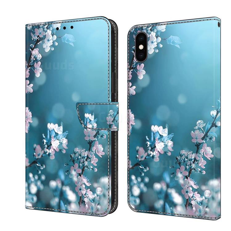 Plum Blossom Crystal PU Leather Protective Wallet Case Cover for iPhone XS Max (6.5 inch)