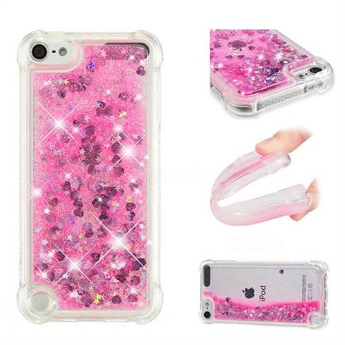 Dynamic Liquid Glitter Sand Quicksand TPU Case for iPod Touch 5 6 - Pink Love Heart