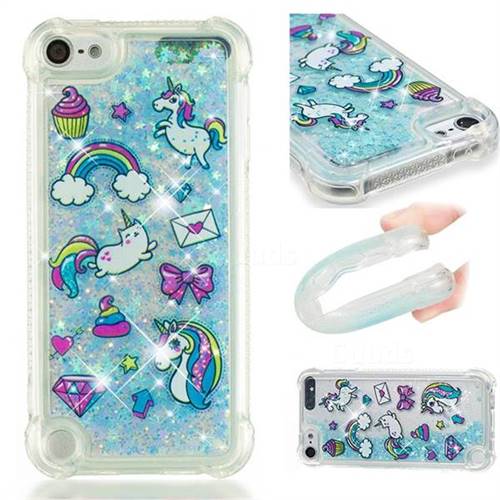 Fashion Unicorn Dynamic Liquid Glitter Sand Quicksand Star TPU Case for iPod Touch 5 6
