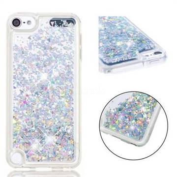 Dynamic Liquid Glitter Quicksand Sequins TPU Phone Case for iPod Touch 5 6 - Silver