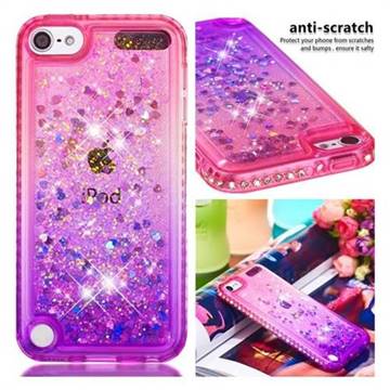 Diamond Frame Liquid Glitter Quicksand Sequins Phone Case for iPod Touch 5 6 - Pink Purple