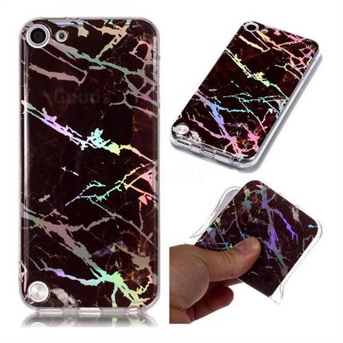 Black Brown Marble Pattern Bright Color Laser Soft TPU Case for iPod Touch 5 6