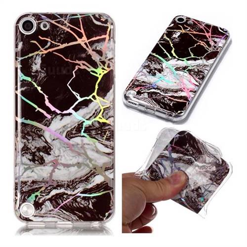 White Black Marble Pattern Bright Color Laser Soft TPU Case for iPod Touch 5 6