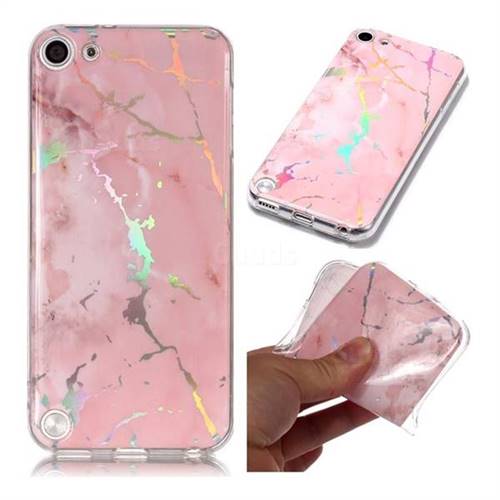Powder Pink Marble Pattern Bright Color Laser Soft TPU Case for iPod Touch 5 6