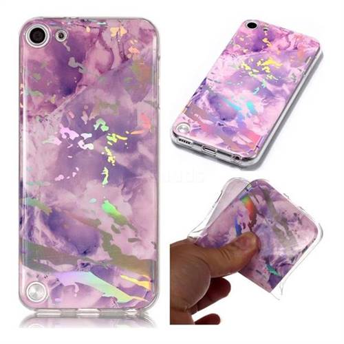 Purple Marble Pattern Bright Color Laser Soft TPU Case for iPod Touch 5 6
