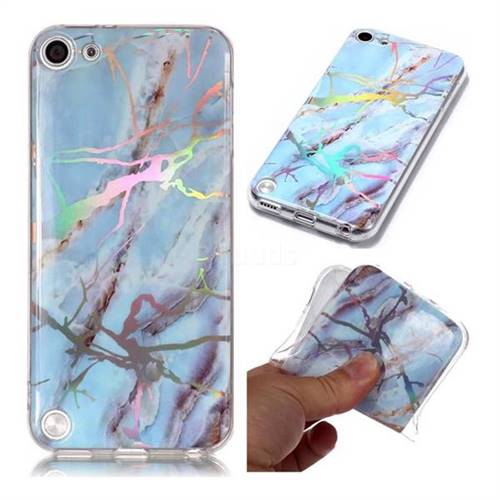 Light Blue Marble Pattern Bright Color Laser Soft TPU Case for iPod Touch 5 6