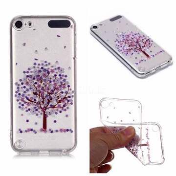 Purple Flower Super Clear Soft TPU Back Cover for iPod Touch 5 6