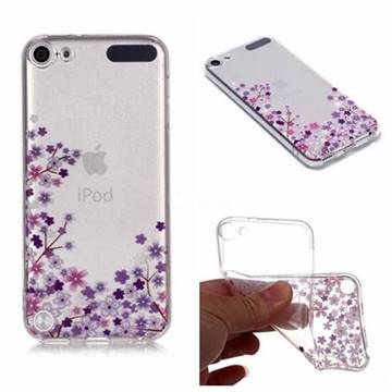 Purple Cherry Blossom Super Clear Soft TPU Back Cover for iPod Touch 5 6