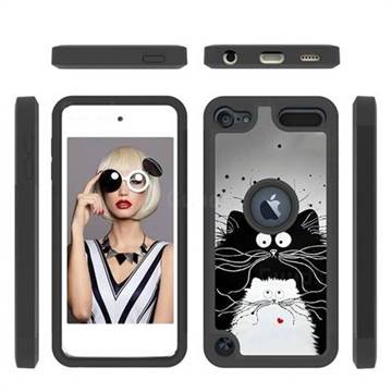 Black and White Cat Shock Absorbing Hybrid Defender Rugged Phone Case Cover for iPod Touch 5 6