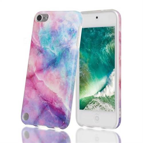 Dream Green Marble Clear Bumper Glossy Rubber Silicone Phone Case for iPod Touch 5 6