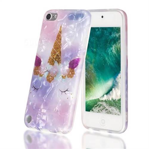 Unicorn Girl Shell Pattern Clear Bumper Glossy Rubber Silicone Phone Case for iPod Touch 5 6
