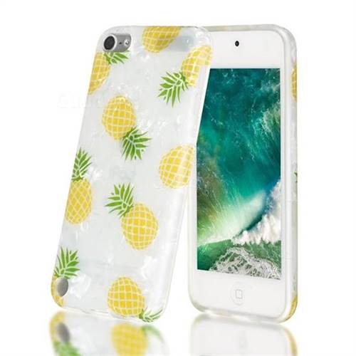 Yellow Pineapple Shell Pattern Clear Bumper Glossy Rubber Silicone Phone Case for iPod Touch 5 6