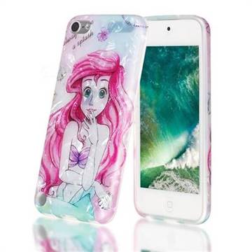 Pink Mermaid Shell Pattern Clear Bumper Glossy Rubber Silicone Phone Case for iPod Touch 5 6