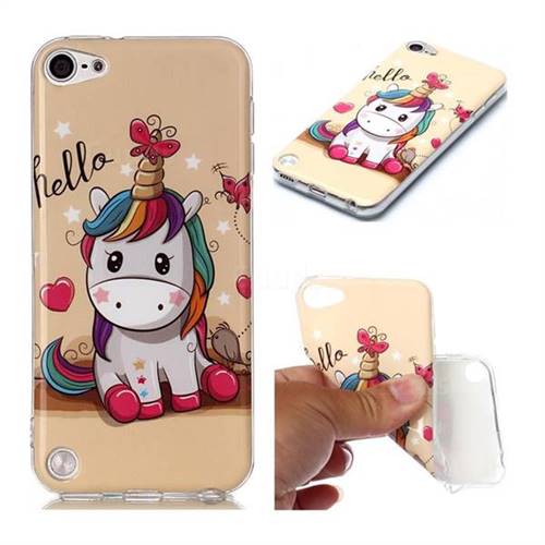 Hello Unicorn Soft TPU Cell Phone Back Cover for iPod Touch 5 6