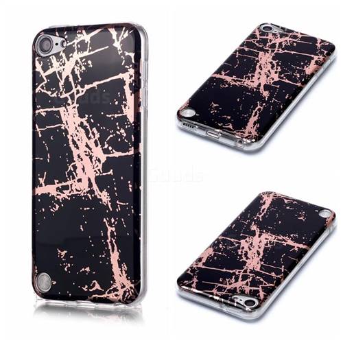 Black Galvanized Rose Gold Marble Phone Back Cover for iPod Touch 5 6