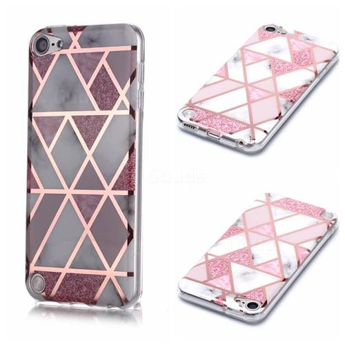 Pink Rhombus Galvanized Rose Gold Marble Phone Back Cover for iPod Touch 5 6