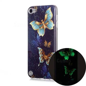 Golden Butterflies Noctilucent Soft TPU Back Cover for iPod Touch 5 6