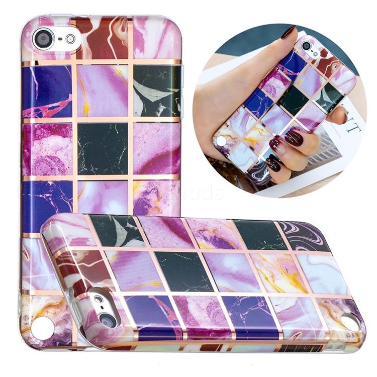 Square Puzzle Painted Marble Electroplating Protective Case for iPod Touch 5 6
