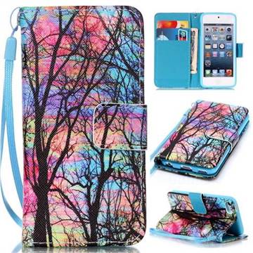 Color Tree Leather Wallet Phone Case for iPod touch iTouch 5 6