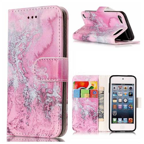 Pink Seawater PU Leather Wallet Case for iPod Touch 5 6
