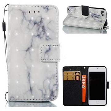White Gray Marble 3D Painted Leather Wallet Case for iPod Touch 5 6