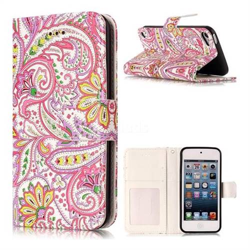 Pepper Flowers 3D Relief Oil PU Leather Wallet Case for iPod Touch 5 6