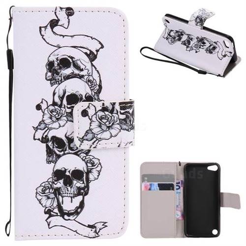 Skull Head PU Leather Wallet Case for iPod Touch 5 6