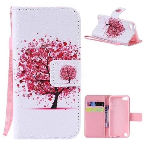 Colored Red Tree PU Leather Wallet Case for iPod Touch 5 6