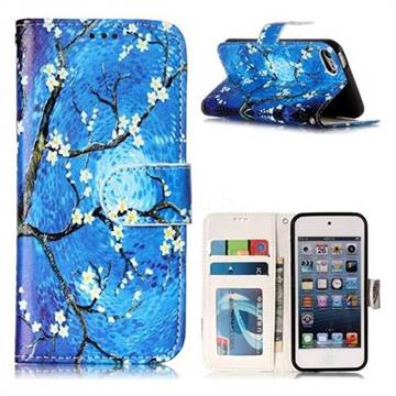 Plum Blossom 3D Relief Oil PU Leather Wallet Case for iPod Touch 5 6