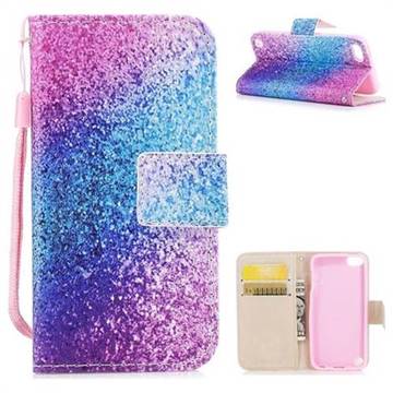 Rainbow Sand PU Leather Wallet Case for iPod Touch 5 6