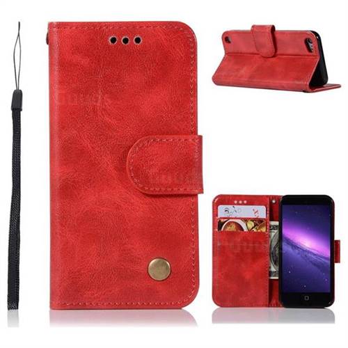 Luxury Retro Leather Wallet Case for iPod Touch 5 6 - Red