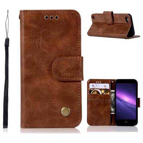 Luxury Retro Leather Wallet Case for iPod Touch 5 6 - Brown