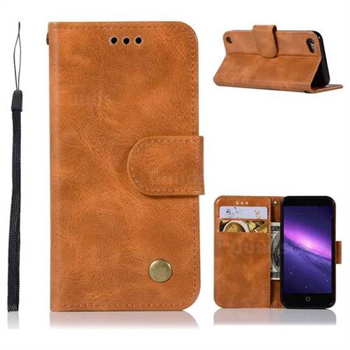 Luxury Retro Leather Wallet Case for iPod Touch 5 6 - Golden