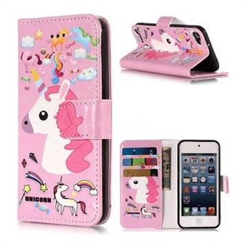 Love Rainbow Unicorn PU Leather Wallet Phone Case for iPod Touch 5 6