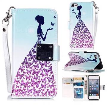 Butterfly Princess 3D Shiny Dazzle Smooth PU Leather Wallet Case for iPod Touch 5 6