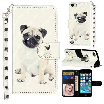 Pug Dog 3D Leather Phone Holster Wallet Case for iPod Touch 5 6