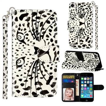 Leopard Panther 3D Leather Phone Holster Wallet Case for iPod Touch 5 6