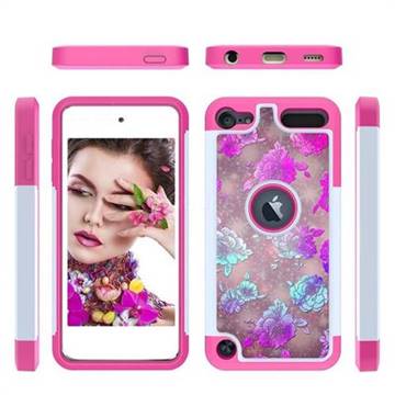 peony Flower Shock Absorbing Hybrid Defender Rugged Phone Case Cover for iPod Touch 7 (7th Generation, 2019)