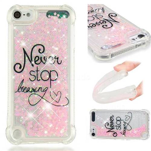 Never Stop Dreaming Dynamic Liquid Glitter Sand Quicksand Star TPU Case for iPod Touch 7 (7th Generation, 2019)