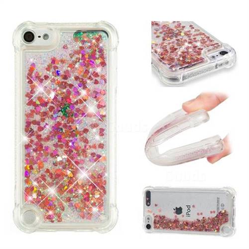 Dynamic Liquid Glitter Sand Quicksand TPU Case for iPod Touch 7 (7th Generation, 2019) - Rose Gold Love Heart