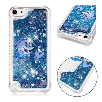 Happy Dolphin Dynamic Liquid Glitter Sand Quicksand Star TPU Case for iPod Touch 7 (7th Generation, 2019)