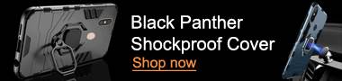 Wholesale Black Panther Armor Metal Ring Grip Shockproof Dual Layer Rugged Phone Cover