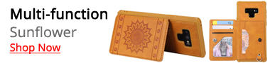 Wholesale Luxury Embossing Sunflower Multifunction Leather Back Cover